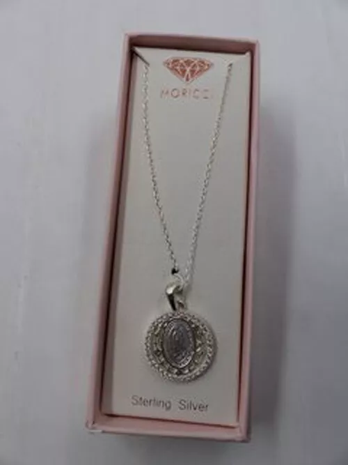 MORICCI MARY MOTHER OF CHRIST PRAYING OVAL STERLING SLIVER PENDANT