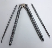 Vtg Metal Nut Cracker & 2 Picks Set Walnuts Crab Seafood Lobster Granny Core