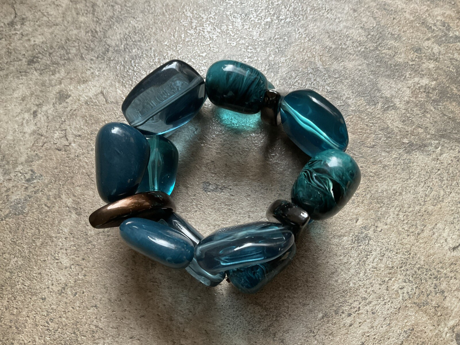 Colorful Teal Elastic Stretch Beaded Bracelet  -image