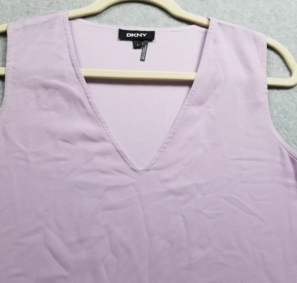 DKNY Tank Top Women’s Small S Light Purple Sleeveless Blouse Chiffon Stretch - Image 2 of 4