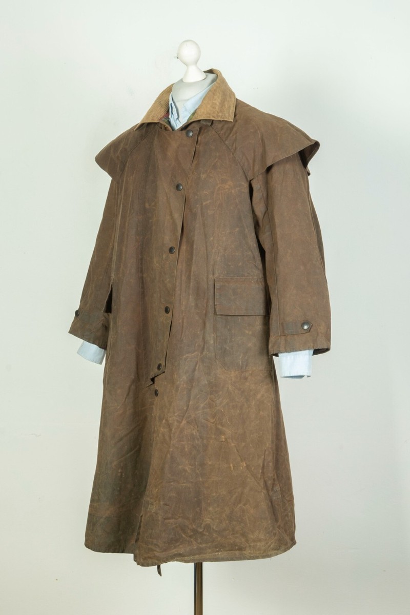 Men's Backhouse Barbour Stockman Waxed Brown Trench Coat Jacket