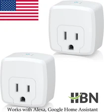 2 Pack Mini Smart WiFi Plug Outlet Socket Work with Alexa/Google Home ETL White