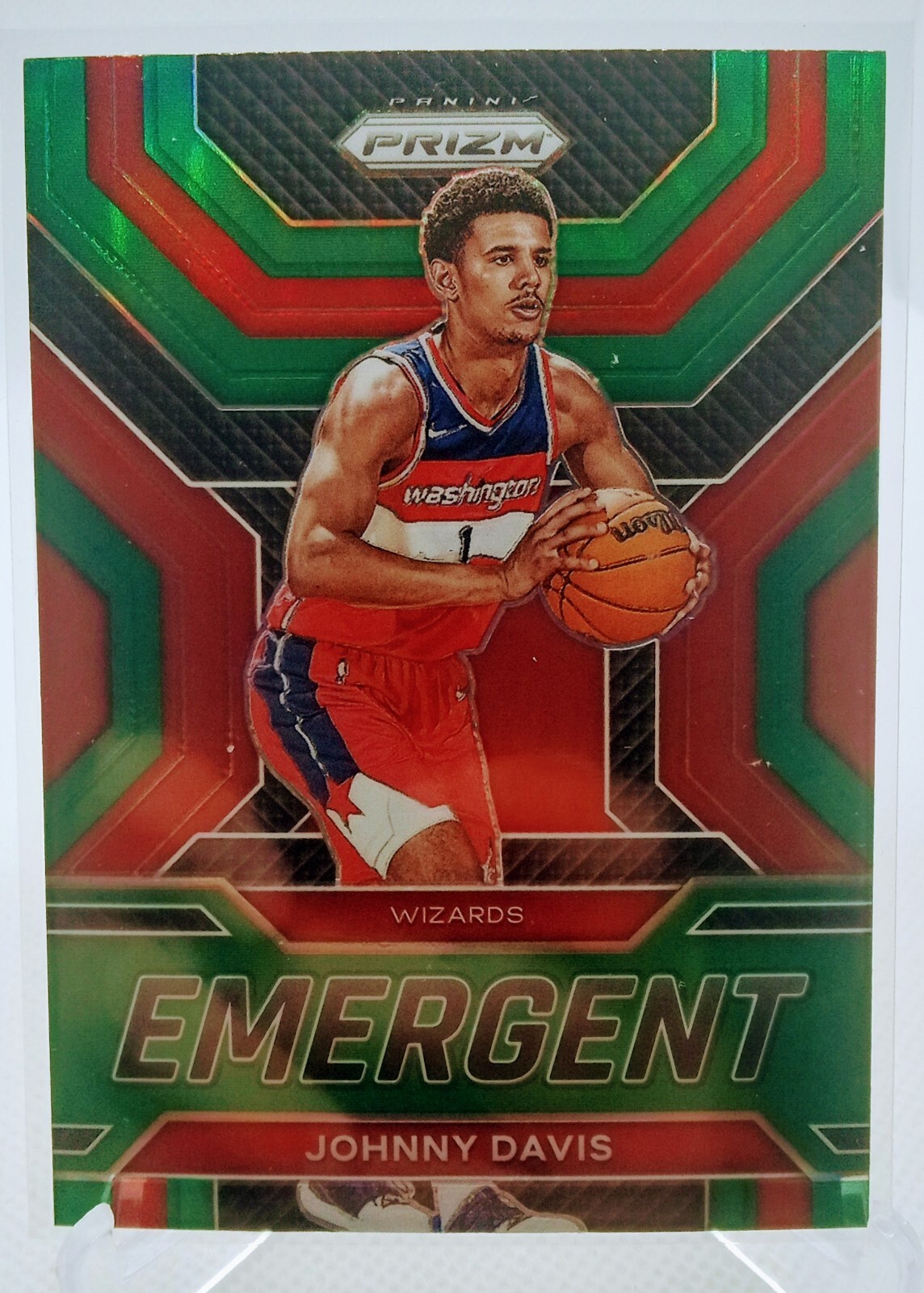 2022-23 Prizm Johnny Davis Emergent Green Prizm #13 Wizards