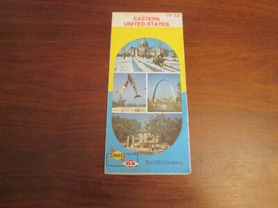 Vintage 1971 Sunoco Sun Oil Co. DX Road Map: Eastern United States GAS-OIL