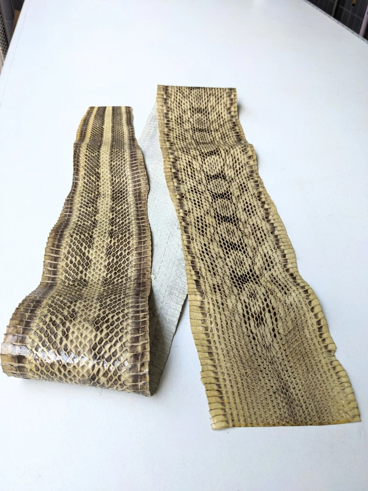 Asia Snake Skin Hide Leather Diamond Snakeskin Craft Supply Patent Cream  - Image 2 of 4