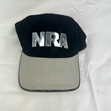 NRA Black And Silver Adjustable Ball Cap Great Condition
