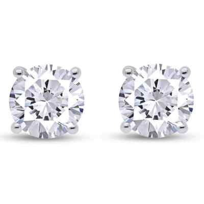 Solitaire Stud Earrings Round Simulated Diamond 925 Sterling Silver