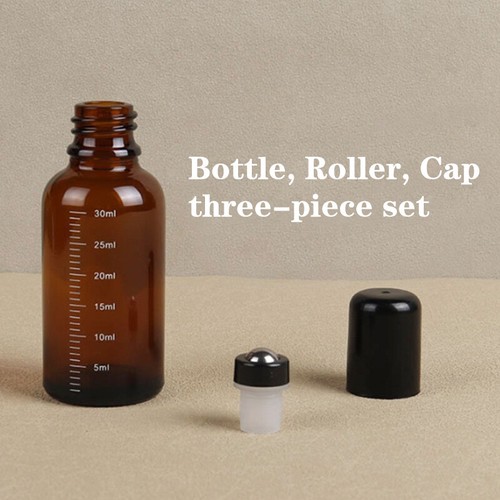 1Pcs Empty Brown Glass Lid Steel Ball Roller Essential Oil Perfume Bottle AT - Picture 2 of 18