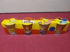 The Simpsons Frosted Shotglass 4 Pack Moes Tavern Shot Glass Set Vintage Antique