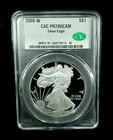 2008-W PROOF S$1 American Silver Eagle CAC PF70DCAM #7440