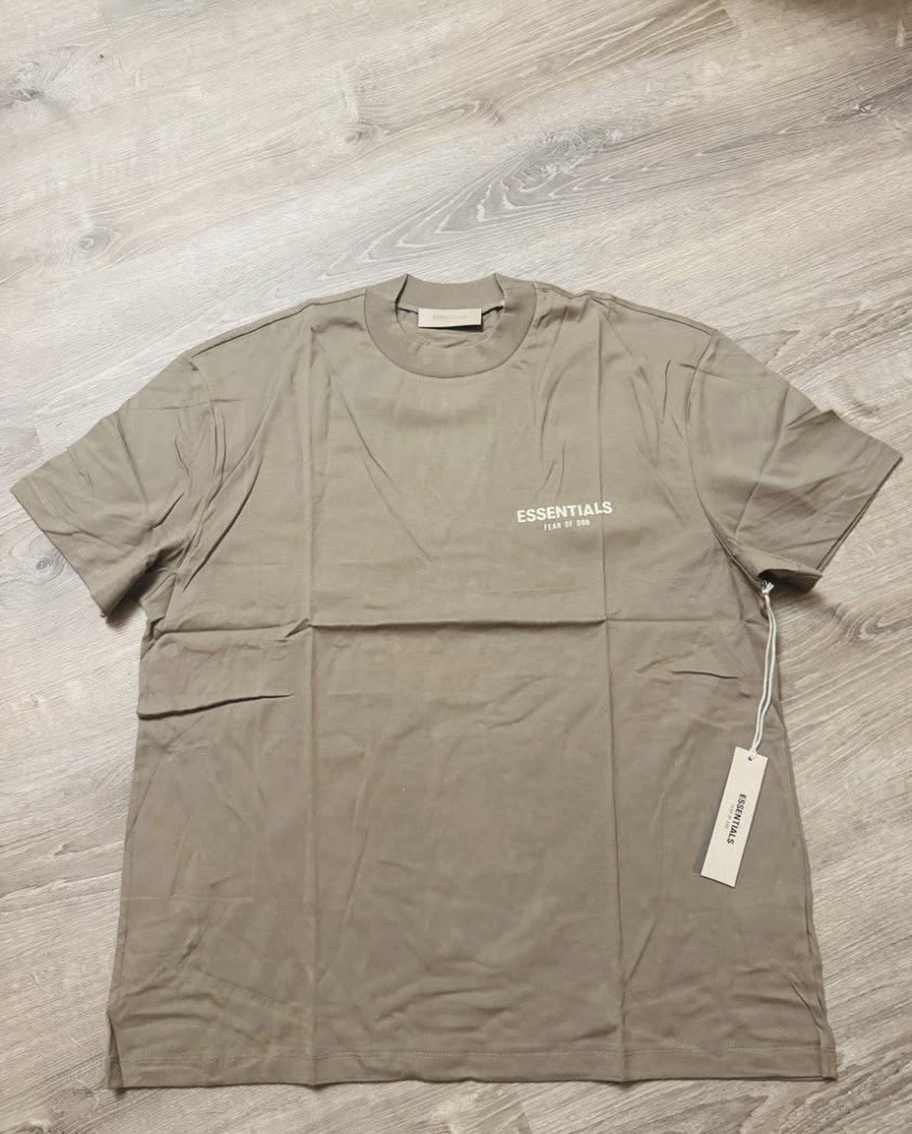 Essentials Fear of God Men's Short Sleeve Logo T-Shirt Beige Taupe