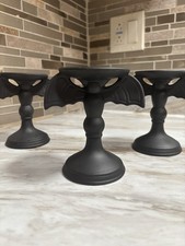 Set Of 3 Black Bat Winged Candle Sticks, Target Halloween Decor Spooky goth core