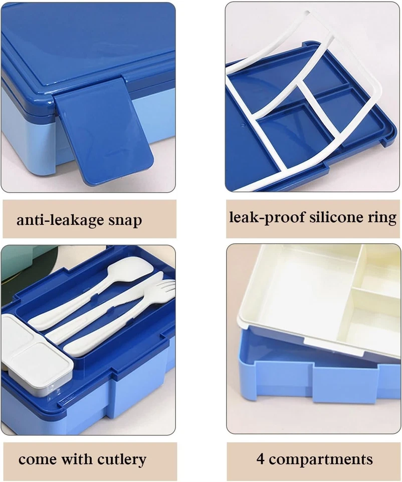 Lunchbox Bento 1450 ml con caja de salsas juego de cubiertos para microondas lavavajillas - Imagen 4 de 4