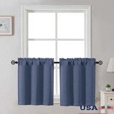 Blackout Curtain Panels Kitchen Light Filtering Privacy Set Rod Pocket Rings New