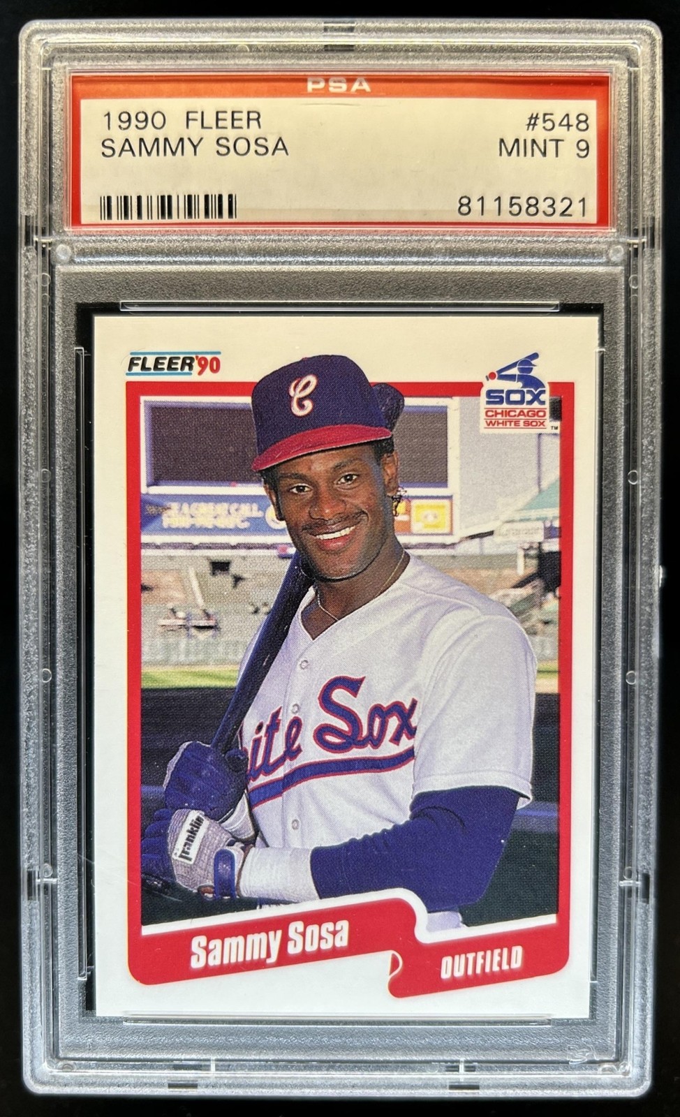 1990 Fleer Sammy Sosa Rookie RC #548 White Sox PSA 9