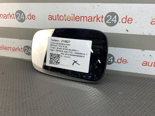 215827 Außenspiegelglas links RENAULT Clio III (BR0/1, CR0/1) 7701054752 1.5 dC