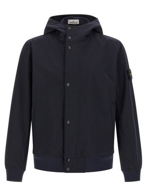 Stone Island Blue Polyester Shell Jacket