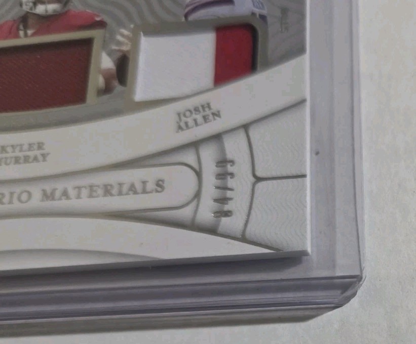 Josh Allen, Mahomes, Murray /99 2021 National Treasures NFL Gear Trio Materials view 14
