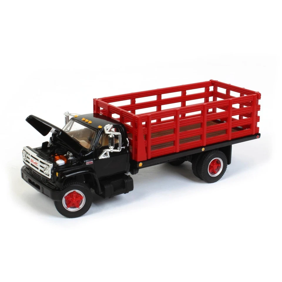 1/64 Diecast GMC 6500 Stake Bed Truck Black w/ Red Stakes First Gear DCP 60-0890 - Image 4 of 4