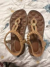 Spring Step, Patriza Wmn Sz 7 Sandal Renata Beige Tan. Jeweled Cushion Flip Flop