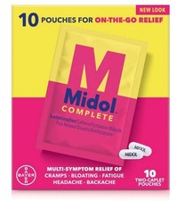 Midol Complete On The Go Multi-Symptom Relief 10 Pouches 2 Caplets Each Exp 2026