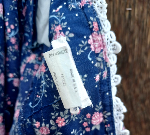 70s Vintage GUNNE SAX/GUNNIES Cottagecore Navy Print Skirt Mary K & Ashley Culot - Picture 17 of 20
