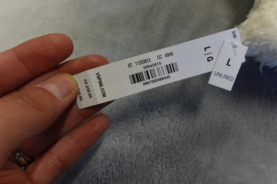 Victoria's Secret White Large Co-zzzy Fleece Bralette NWT - Image 4 of 4