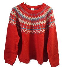NWT HANNA ANDERSSON WOMEN'S XL RED HOLIDAY FAIR ISLE SWEATER 110