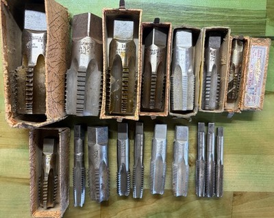 Vintage Pratt Whitney High Speed Steel Taper Pipe Taps Made in USA - Lot of 18