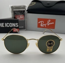 New Ray-Ban Round Metal Gold/ G-15 Green 53 mm Sunglasses RB3447 53MM Large