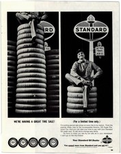 Standard Oil Magazine Ad 1960s Black White Full Page Atlas Tires Amoco AD054