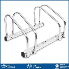 Sturdy 2-Bike Wall or Floor Mount Rack - Silver Chromed Steel Bicycle Holder