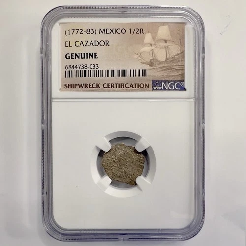 1772-83 El Cazador Shipwreck 1/2 Real Mexico Silver Coin NGC Genuine