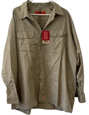 NWT Red Kap ST52KH Men’s Work Uniform Shirt Khaki Long Sleeve 3XL Regular