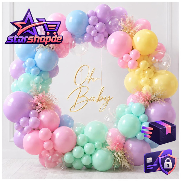 Luftballons Geburtstag Pastell 113 StüCk Bunt Farben Party Deko-image