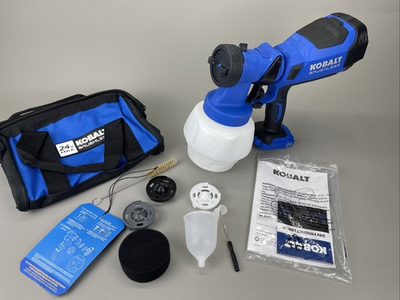 #ad KOBALT 24V 24 Volt Battery Handheld HVLP Paint Sprayer 5396107 Tool Only $149.99