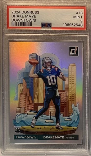 2024 Panini Donruss Drake Maye Downtown! SSP RC Rookie #13 Patriots PSA 9