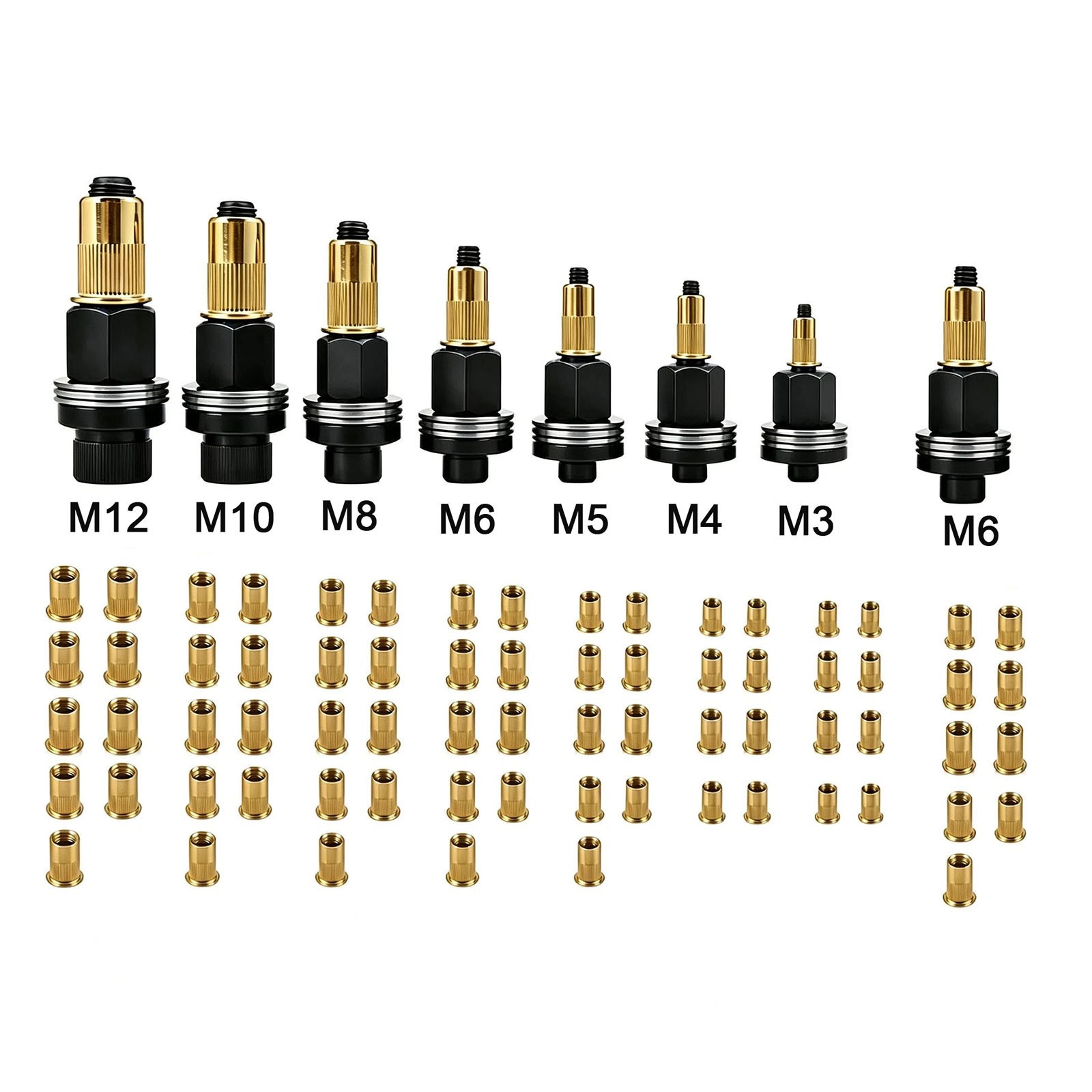 84 Manual Rivet Nut Tool Kit M3-M12 Carbon Steel Threaded Inserts for Auto & DIY