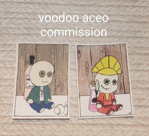 Original Aceo. Voodoo Doll commission. Watercolor or acrylic. art by leximi