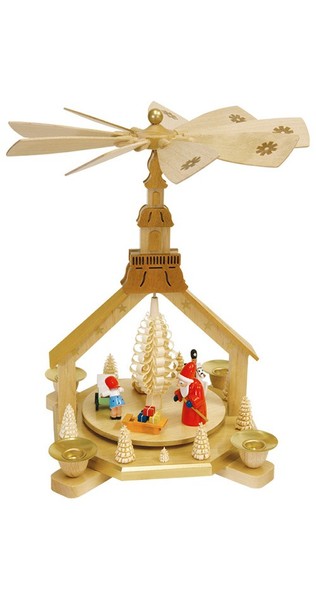 Weihnachtspyramide Bescherung, 27 Cm Hoch, Original Erzgebirge Von Richard Gl...-image