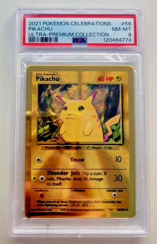 Pokémon Celebrations PSA 8 NM-MT Gold Metal Pikachu UPC card 2021