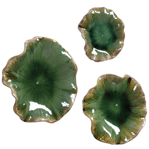 Uttermost 042-ABELLA Abella Ceramic Flower Trio Wall and Table - Forest Green - Picture 9 of 11