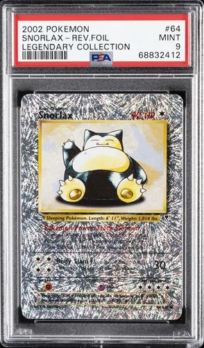 2002 POKEMON LEGENDARY COLLECTION #64 SNORLAX-REVERSE FOIL PSA 9