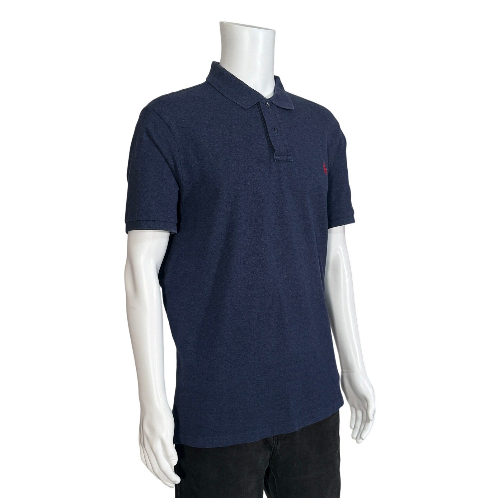 Polo Ralph Lauren Men's Navy Blue Stretch Mesh Polo Shirt Red Pony Logo Size XL thumbnail 4