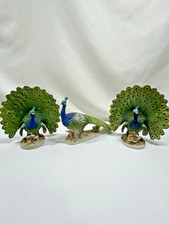 Vintage Lefton Peacock Lot Porcelain Bird Figurine Collectible Home Decor