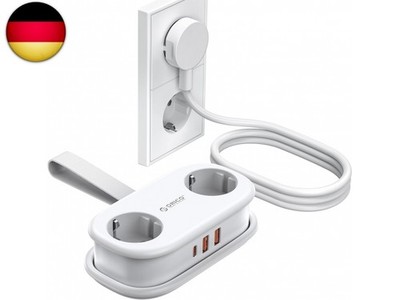 ORICO AP3 Reise Steckdosenleiste USB?C PD 20W Weiß | 2?fach Schuko, 2x USB-A