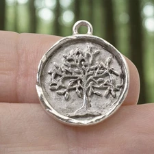 Tree of Life Medallion Charms Antique Silver 2-Pack, Spiritual Jewelry Making
