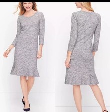 Talbots Shift Dress Women’s Size 3X Heathered Gray TERRY FLOUNCE HEM