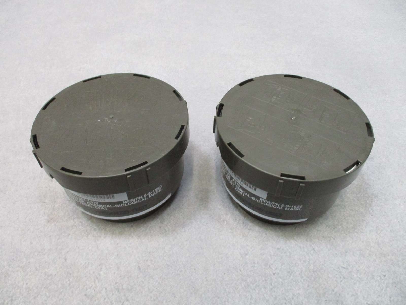 Lot of 2 USGI 40mm Gas Mask Filters C2A1 M40 NATO Threaded Canisters Sealed