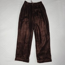 VINTAGE Y2K Ralph Lauren Brown Velvet Long Pants While Leg Women Size 8